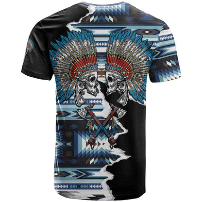 Native American Chief Skull With Axe T-Shirt Graphic Tee
