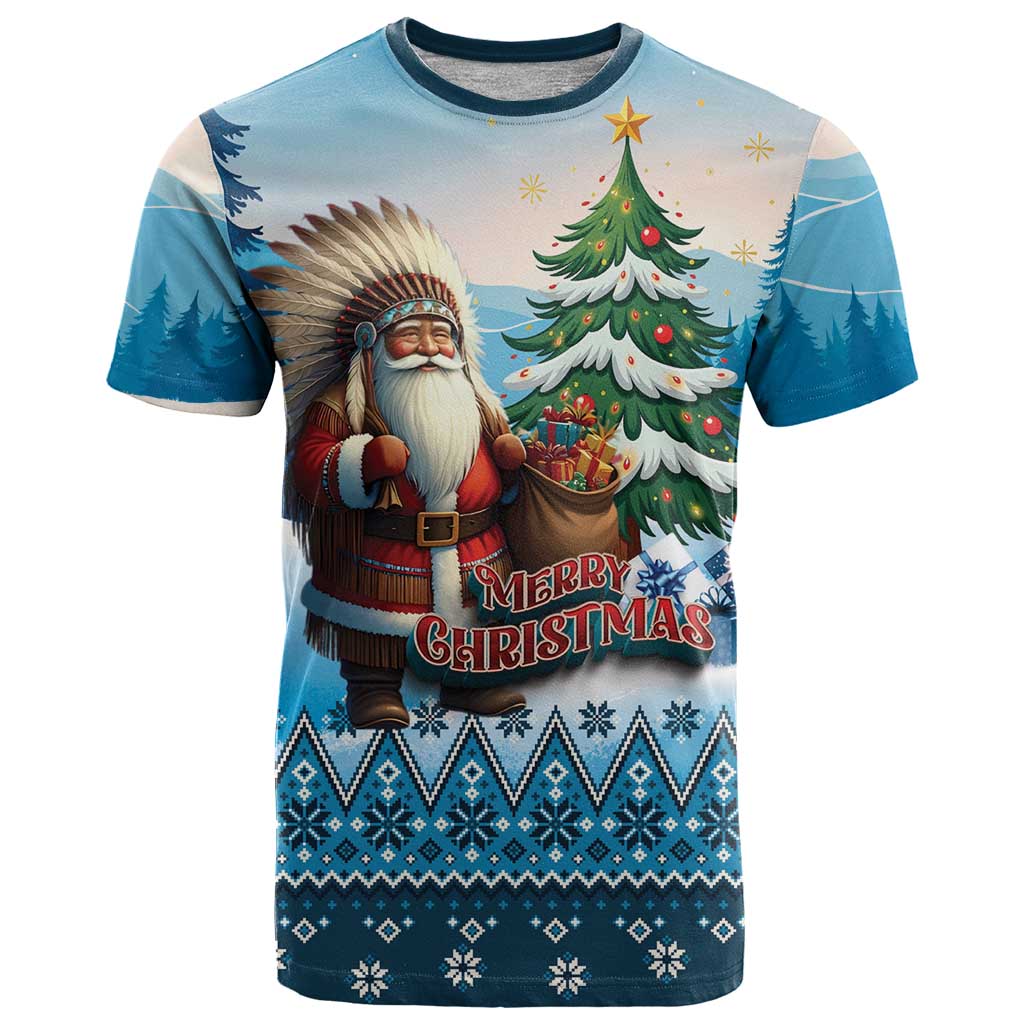 Personalized Native American Santa Claus T-Shirt Merry Christmas Graphic Tee