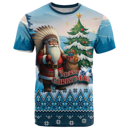 Personalized Native American Santa Claus T-Shirt Merry Christmas Graphic Tee