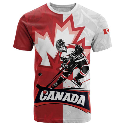 Custom Canada Ice Hockey Team T-Shirt Maple Leaf Go Champions Graphic Tee