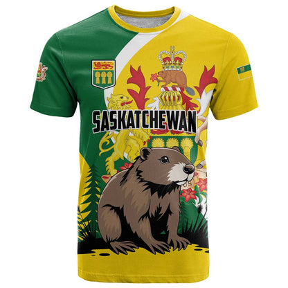 Personalized Canada Saskatchewan Province T-Shirt Multis e Gentibus Vires Graphic Tee
