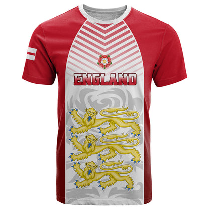 Personalised England T-Shirt Three Lions and Tudor Rose Graphic Tee