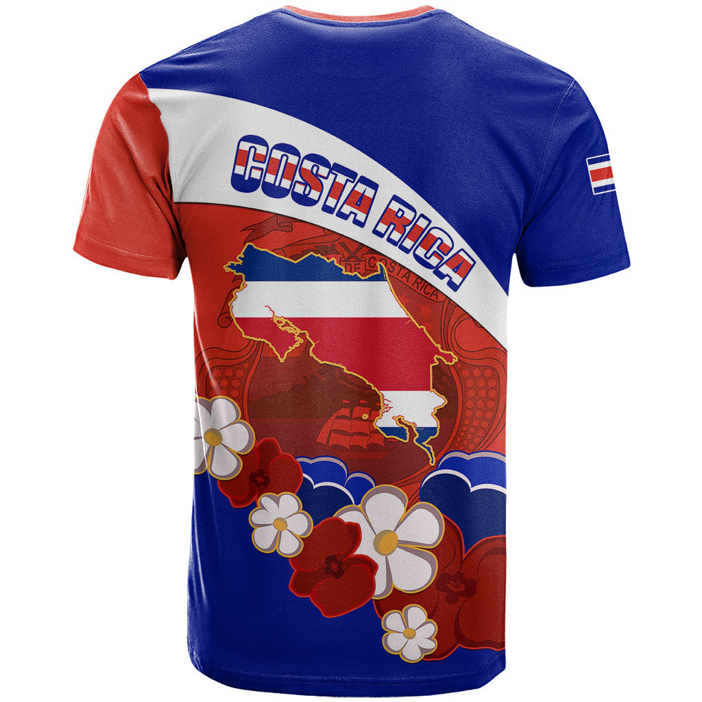 Costa Rica T-Shirt Costa Rica Coat Of Arms With Flowers Graphic Tee