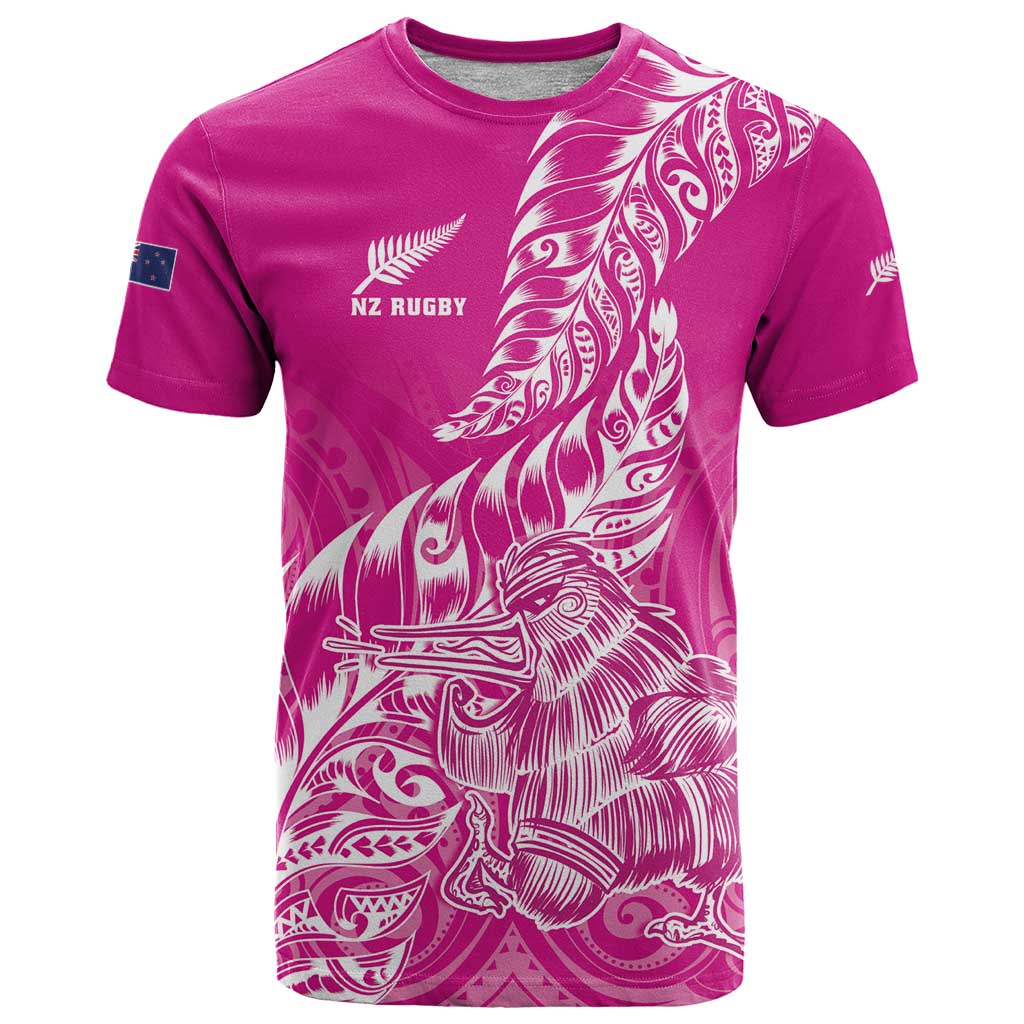 Custom New Zealand Rugby Silver Fern T-Shirt Aotearoa Kiwi Maori Pink Version Graphic Tee