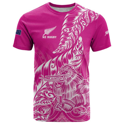 Custom New Zealand Rugby Silver Fern T-Shirt Aotearoa Kiwi Maori Pink Version Graphic Tee