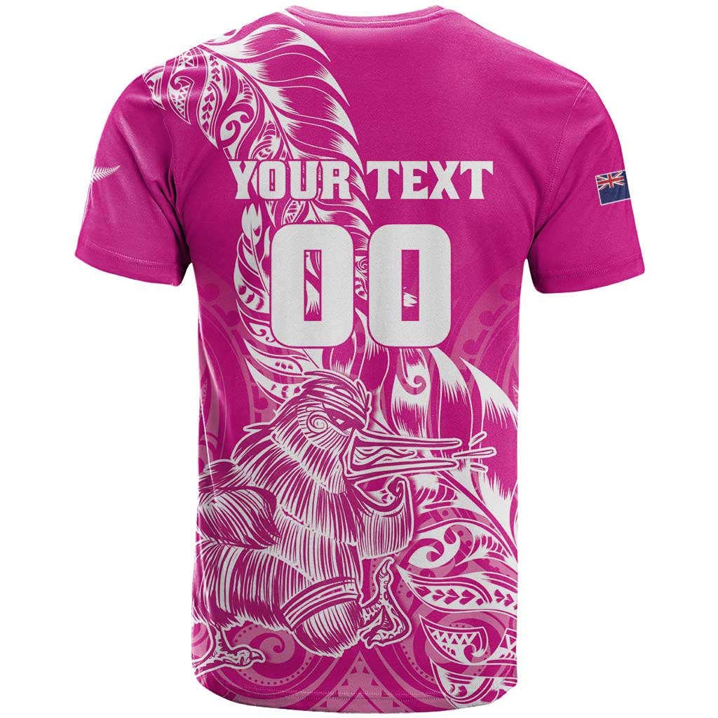 Custom New Zealand Rugby Silver Fern T-Shirt Aotearoa Kiwi Maori Pink Version Graphic Tee