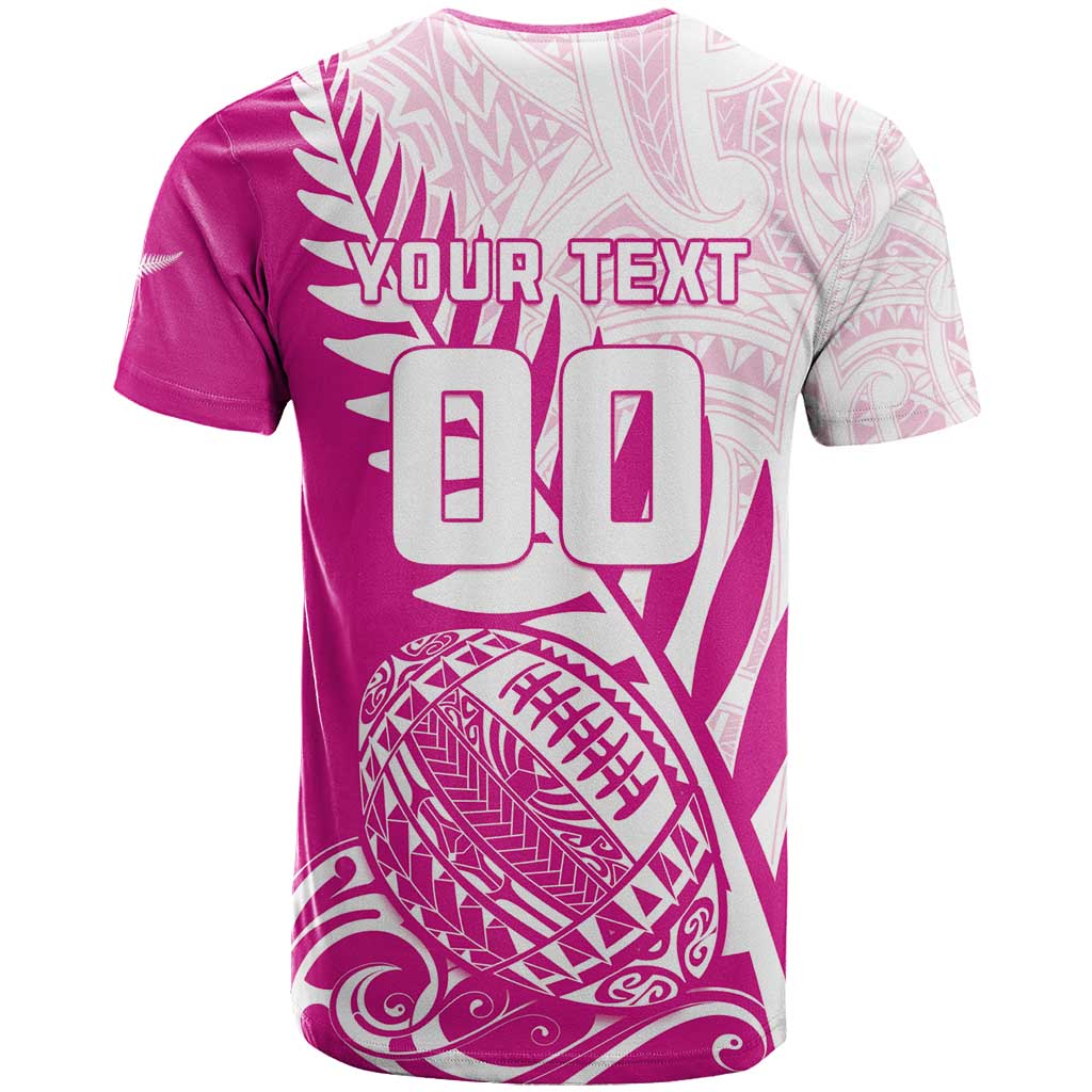 Custom New Zealand Rugby Silver Fern T-Shirt Aotearoa Maori Pink Version Graphic Tee