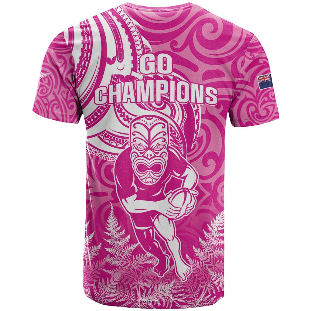New Zealand Silver Fern Rugby All Pink T-Shirt Maori Tiki Player With Ta Moko Tribal Graphic Tee