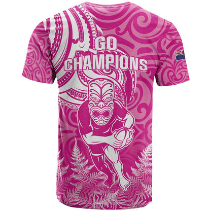 New Zealand Silver Fern Rugby All Pink T-Shirt Maori Tiki Player With Ta Moko Tribal Graphic Tee