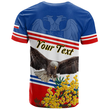 Serbia and Montenegro National Day T-Shirt Eagle With Mimosa Flower Graphic Tee