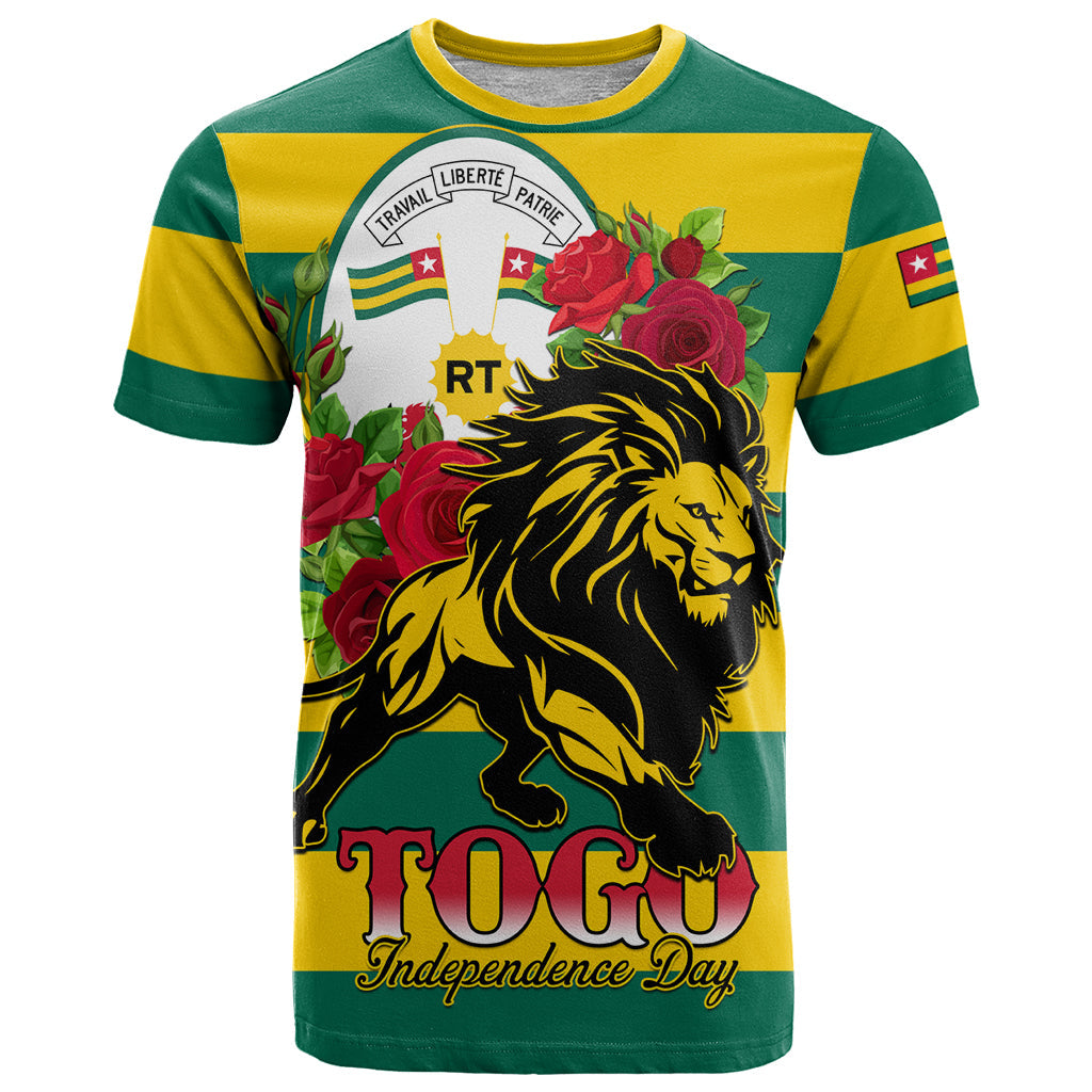 Togo Independence Day T-Shirt Lion With Rosa Flag Style Graphic Tee