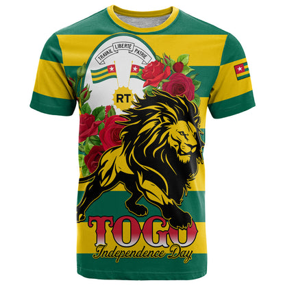 Togo Independence Day T-Shirt Lion With Rosa Flag Style Graphic Tee