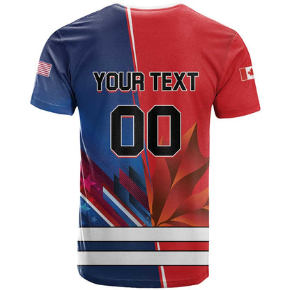 Custom USA vs Canada Ice Hockey Face Off T-Shirt Hockey Championship Graphic Tee