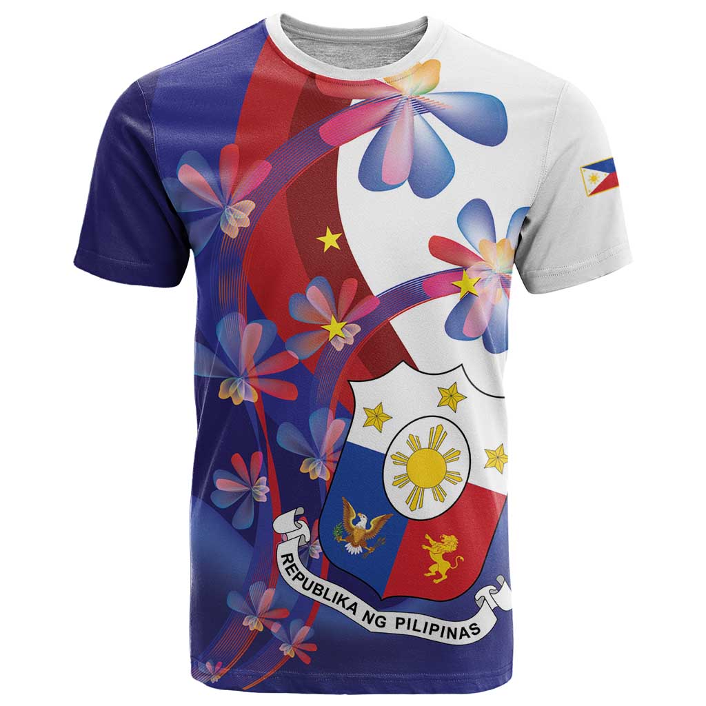Philippines Sun Plumeria Floral T-Shirt Unique Stylized Graphic Tee