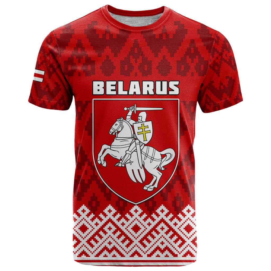 Custom Belarus 1991 T-Shirt Belarusian Coat Of Arms Mix Folk Pattern Graphic Tee