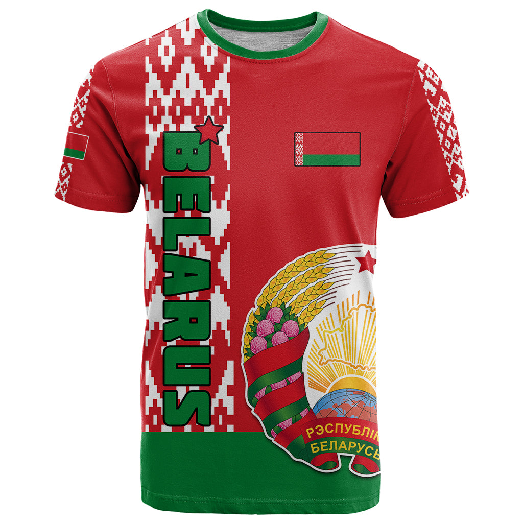 Custom Belarus T-Shirt Belarusian Coat Of Arms Flag Style Graphic Tee