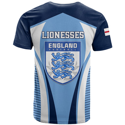 England Football T-Shirt Lionesses Blue Sporty Style Graphic Tee