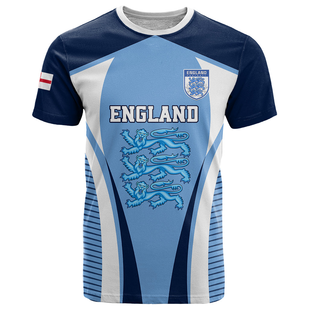 Personalised England Football T-Shirt Lionesses Blue Sporty Style Graphic Tee