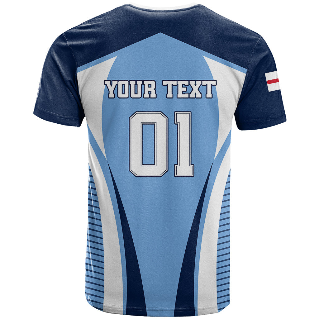 Personalised England Football T-Shirt Lionesses Blue Sporty Style Graphic Tee