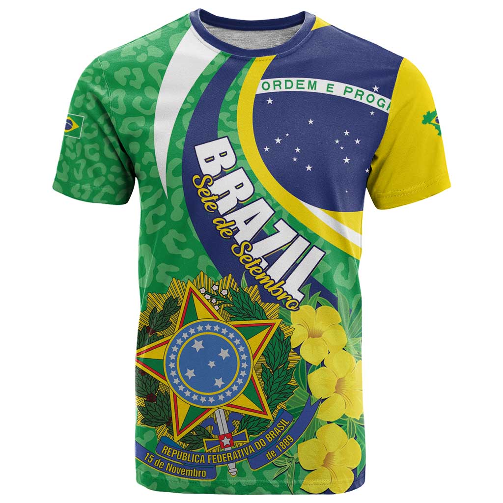 Brazil Sete de Setembro T-Shirt Flor De Ip Amarel Leopard Pattern Graphic Tee