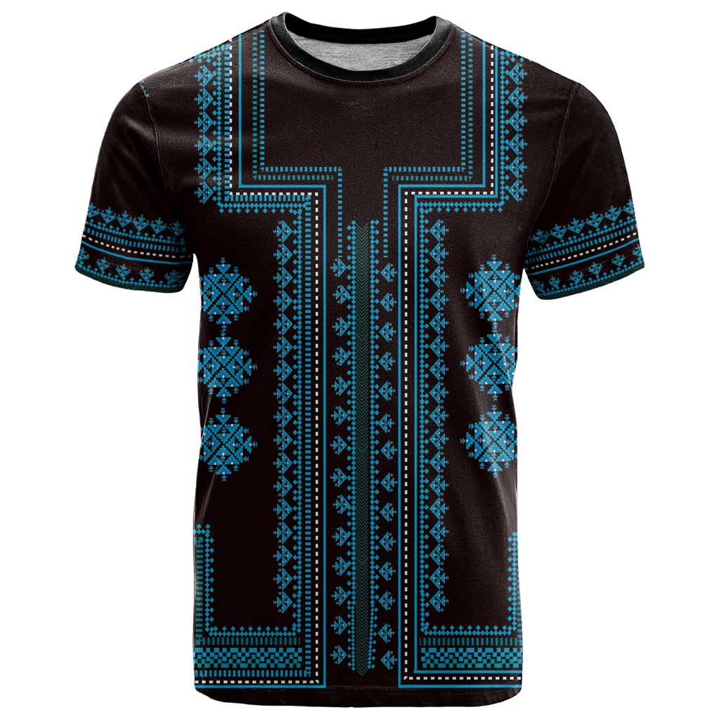 Bulgaria Traditional Pattern Blue T-Shirt Balkan Culture Graphic Tee