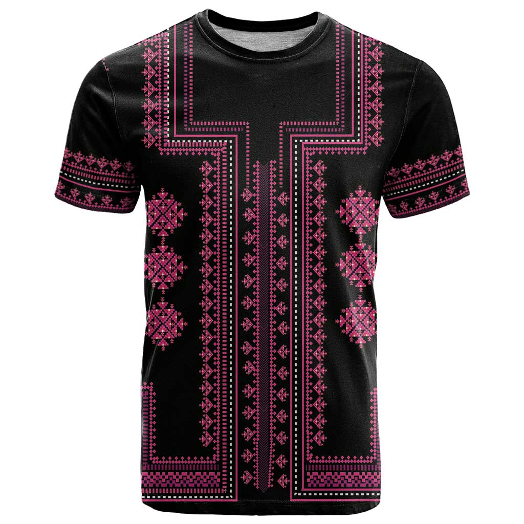 Bulgaria Traditional Pattern Pink T-Shirt Balkan Culture Graphic Tee