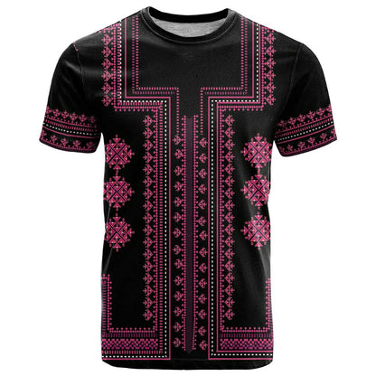 Bulgaria Traditional Pattern Pink T-Shirt Balkan Culture Graphic Tee