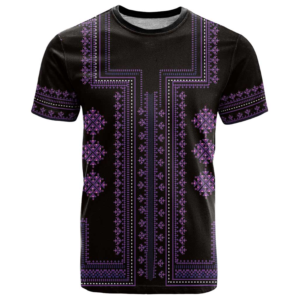 Bulgaria Traditional Pattern Purple T-Shirt Balkan Culture Graphic Tee