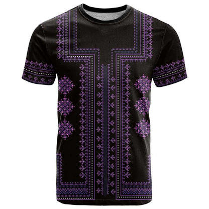 Bulgaria Traditional Pattern Purple T-Shirt Balkan Culture Graphic Tee