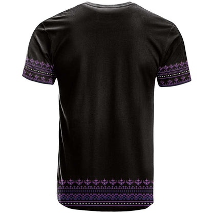 Bulgaria Traditional Pattern Purple T-Shirt Balkan Culture Graphic Tee