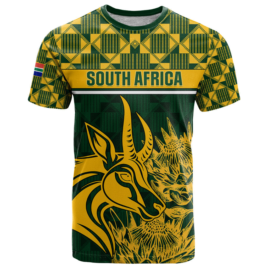 Custom South Africa Rugby T-Shirt Go Springboks African Pattern Graphic Tee