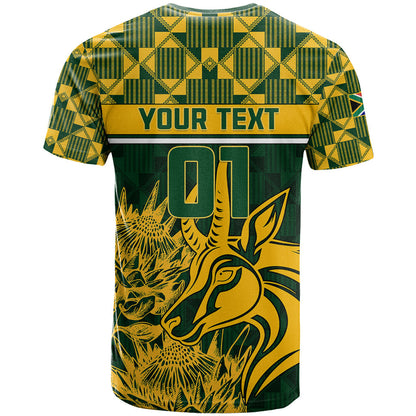 Custom South Africa Rugby T-Shirt Go Springboks African Pattern Graphic Tee