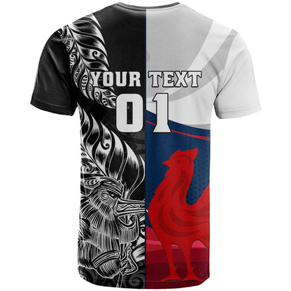 Custom New Zealand And France Rugby T-Shirt XV de France Kiwi Silver Fern World Cup Graphic Tee
