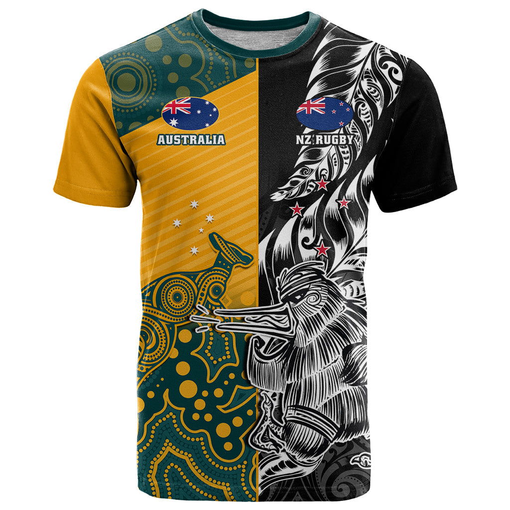 Custom New Zealand And Australia Rugby T-Shirt Wallabies Kiwi Silver Fern World Cup Graphic Tee