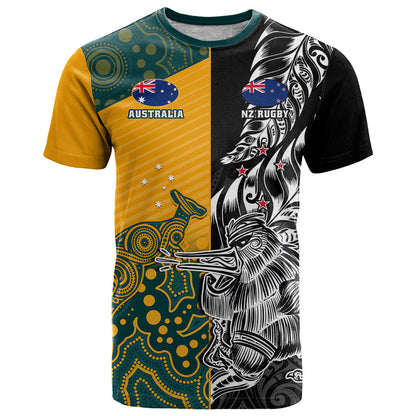 Custom New Zealand And Australia Rugby T-Shirt Wallabies Kiwi Silver Fern World Cup Graphic Tee