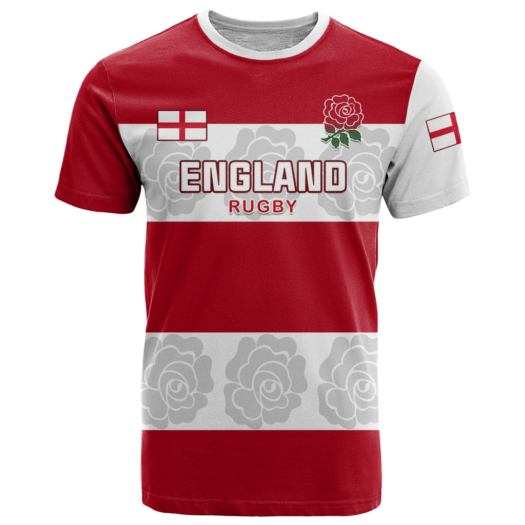 Custom England Rugby T-Shirt The Red Rose Champion World Cup Graphic Tee