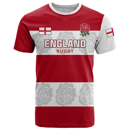 Custom England Rugby T-Shirt The Red Rose Champion World Cup Graphic Tee