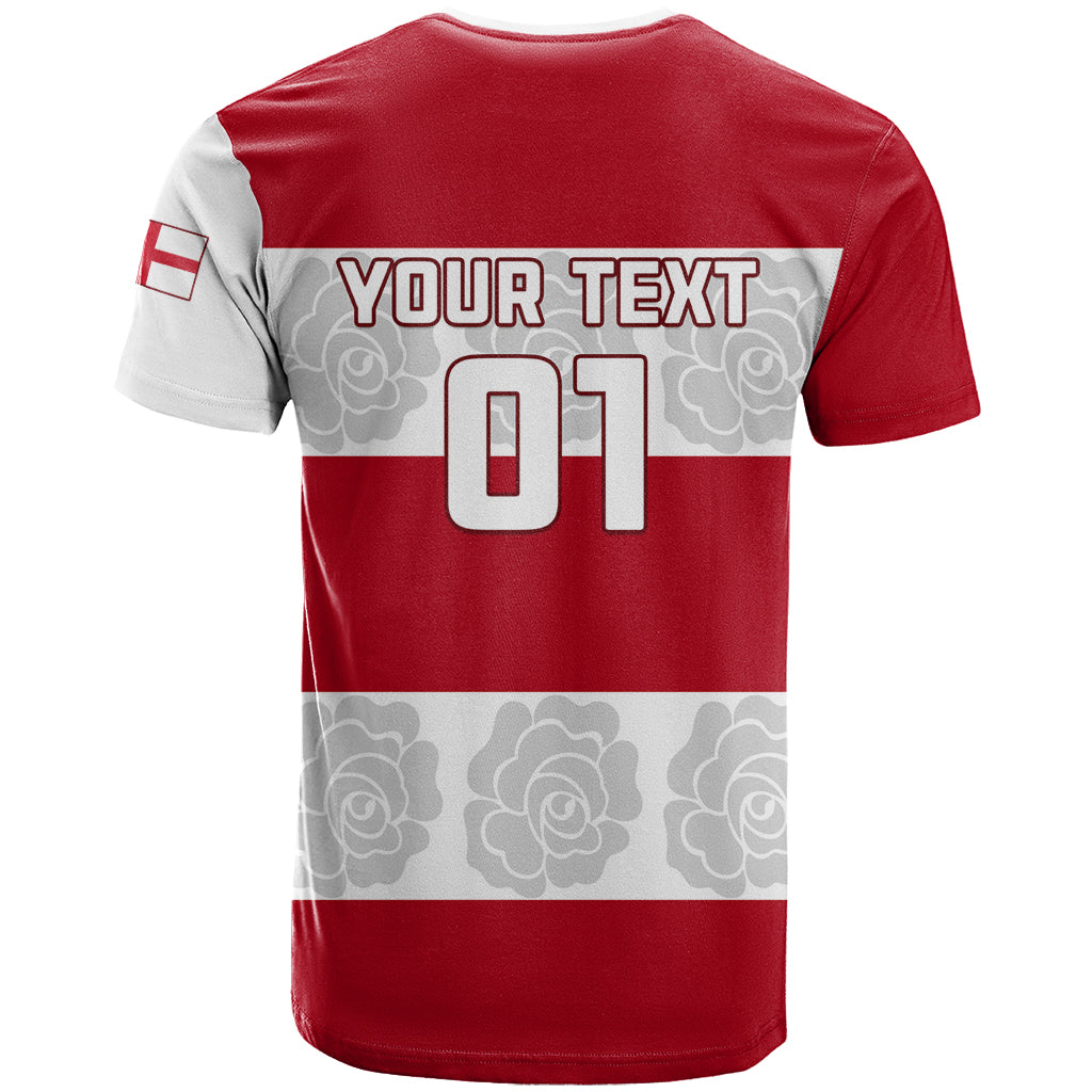 Custom England Rugby T-Shirt The Red Rose Champion World Cup Graphic Tee