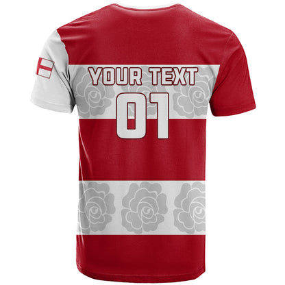 Custom England Rugby T-Shirt The Red Rose Champion World Cup Graphic Tee