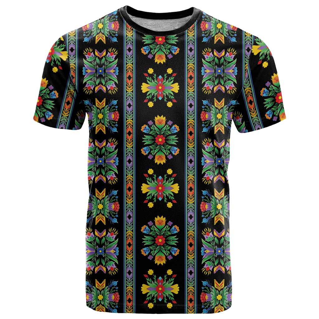 Regalia Stripe Floral Pattern T-Shirt Colorful Attractive Graphic Tee