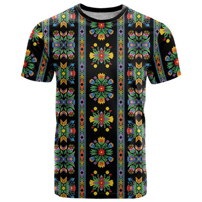Regalia Stripe Floral Pattern T-Shirt Colorful Attractive Graphic Tee