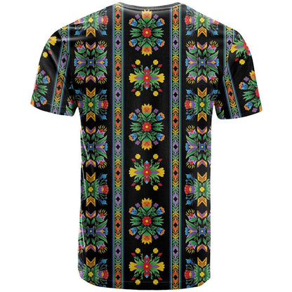 Regalia Stripe Floral Pattern T-Shirt Colorful Attractive Graphic Tee