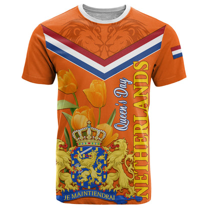 Netherlands Queen Day 2024 T-Shirt Nederland Koningsdag Orange Tulips Graphic Tee