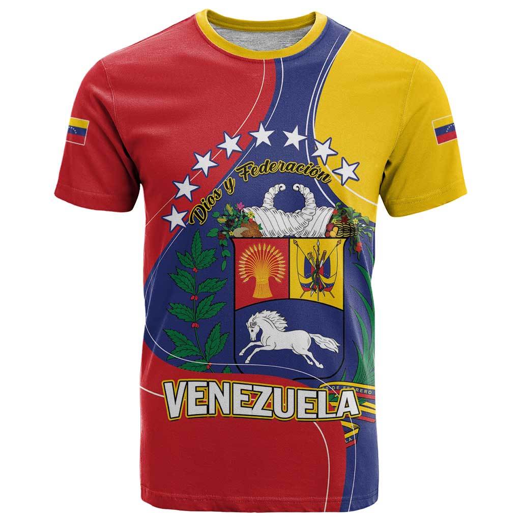Personalized Venezuela T-Shirt Coat Of Arms Curve Style Graphic Tee