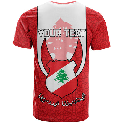 Personalised Lebanon Independence Day T-Shirt Lebanese Coat Of Arms Islamic Pattern Graphic Tee