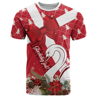 Denmark Christmas T-Shirt Coquette Bow With Swan Graphic Tee