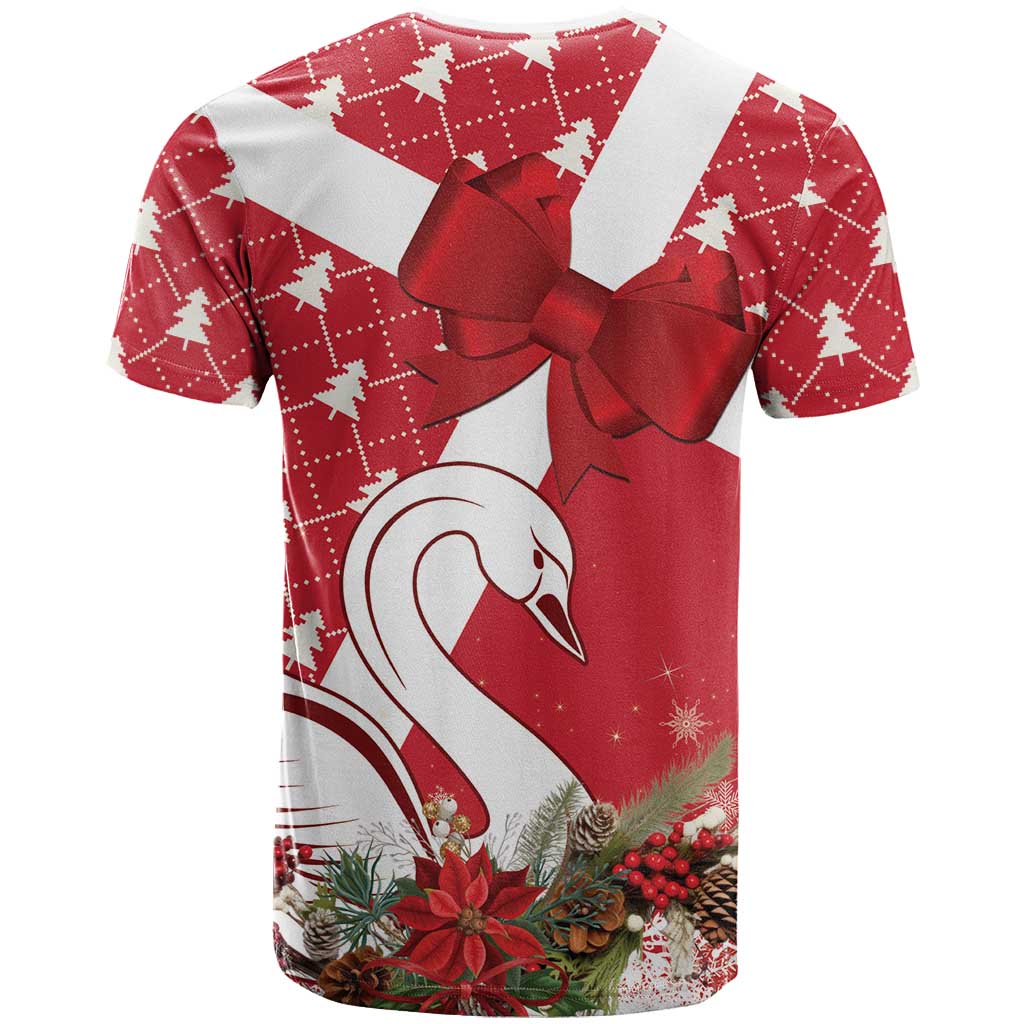 Denmark Christmas T-Shirt Coquette Bow With Swan Graphic Tee