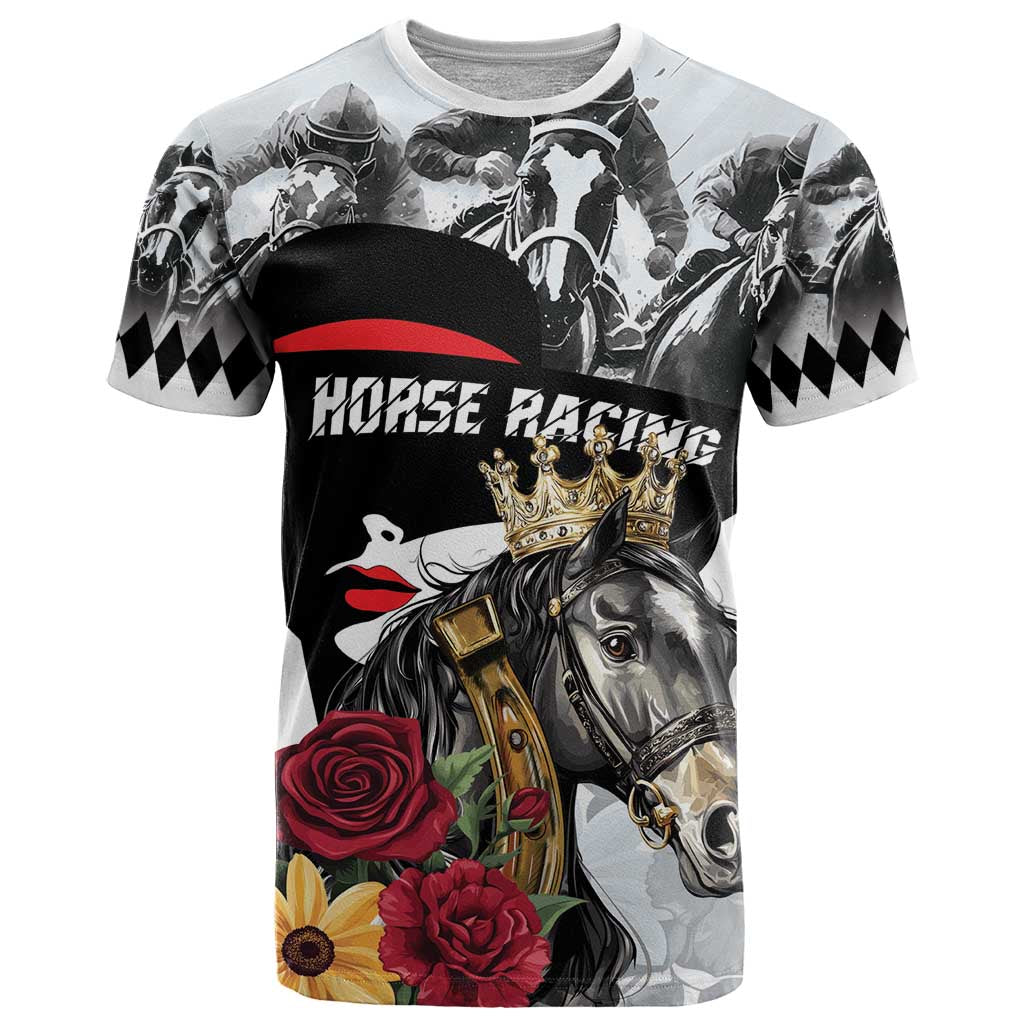Personalized Horse Racing T-Shirt Derby Lady Triple Flowers Graphic Tee