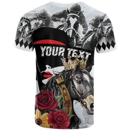 Personalized Horse Racing T-Shirt Derby Lady Triple Flowers Graphic Tee