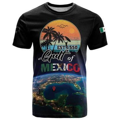 Personalized Gulf Of Mexico Est 1550 T-Shirt Gulf Of Mexico From Space Graphic Tee